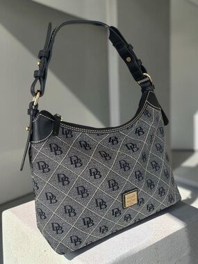 Dooney & Bourke Signature Jacquard Black Leather Shoulder Bag NWOT